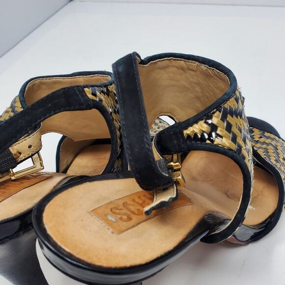 Schutz weaved open toe sling back leather sole heels Size 8B - Picture 2 of 7